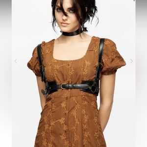 Disturbia Fake Leather Brass Buckle Harness S-M